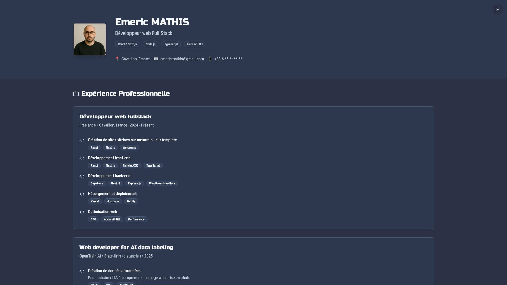 Mon CV de développeur web - Image 1 sur 2